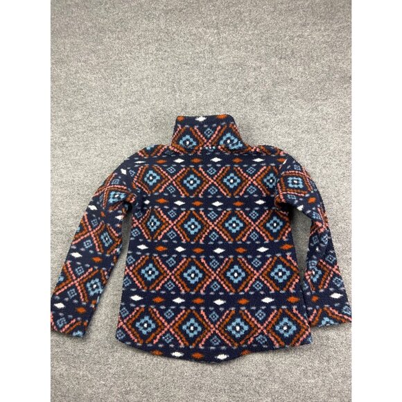 Old Navy Sweater Women's Small Navy Blue Orange Aztec Print Fleece Half Zip - Picture 7 of 7